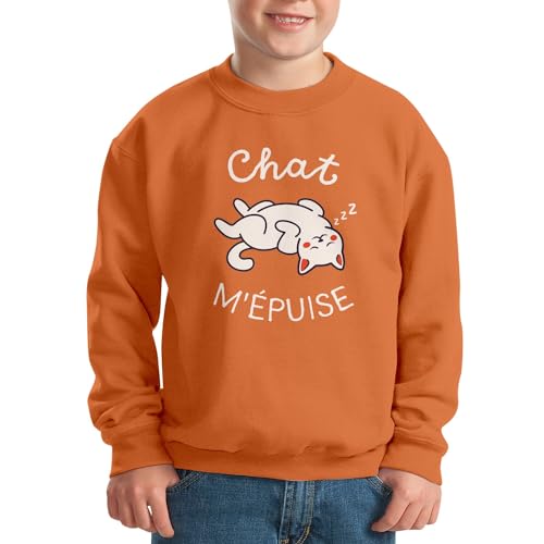 Sweat enfant chat m'épuise pull humour imprimé animalier rigolo - 2