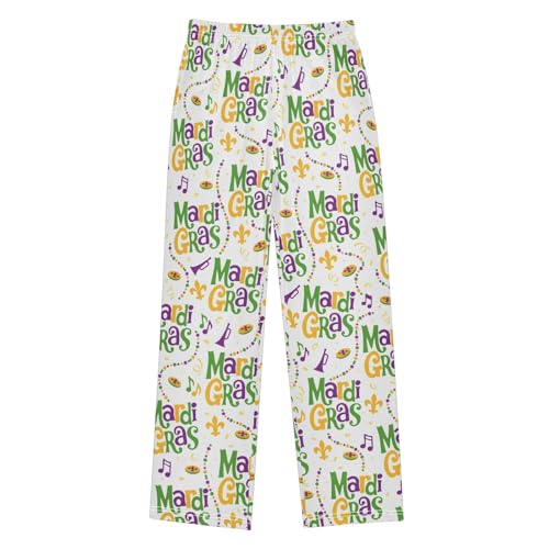 visesunny Boys Pants Mardi Gras Note Soft Long Bottoms Jogger Pants Elastic Waist Trousers with Pockets XL