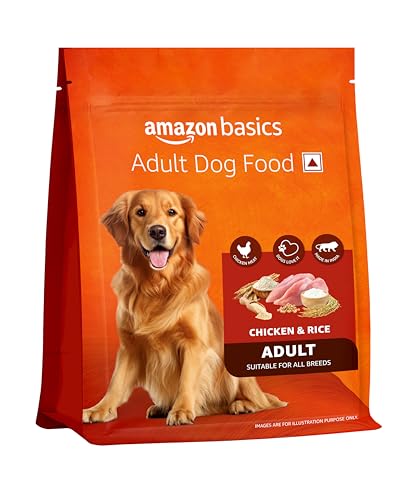 Amazon Basics Dry Dog Food | 1 Kg Trial Pack| Chicken & Rice | with Real Chicken Meat | Kibble for Adult Dogs | Packed with Protein | Suitable for All