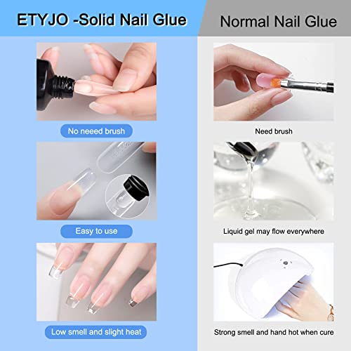 Etyjo 30Ml Solid Nail Glue Gel- Solid Nail Gel For Soft Gel Tips Acrylic Nail Tips And Press On Nails, Curing Need Uv/Led Lamp, Easy Home Diy Nail Art Manicure Solid Gel #TOP4