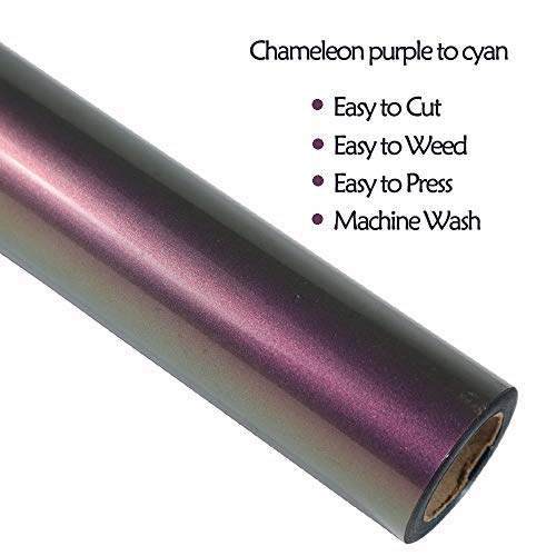 Image of FUNKAKA Chameleon HTV Heat Transfer Vinyl Rolls, Purple to Cyan 12 inch X 9ft