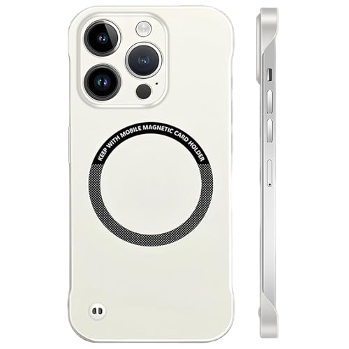 Genérico Frameless Matte Ultra Thin Magnetic Case for iPhone, Ultra Thin Hard PC Magnetic Frameless Phone Case for iPhone 16 15 14 13 12 11 Pro MAX Plus (White,14 Plus)
