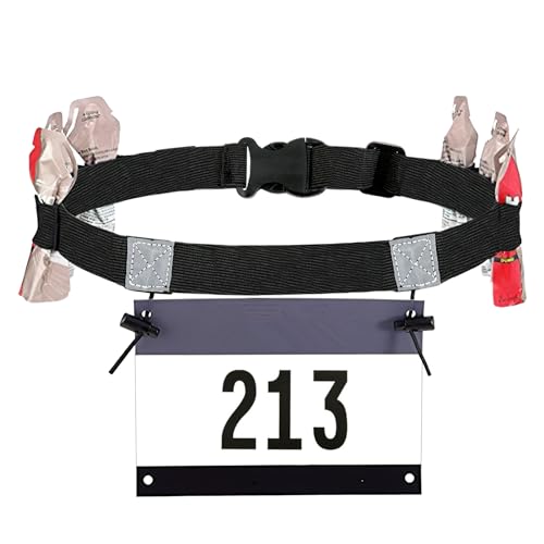 Porte Dossard, Ceinture Running, Numéro de Coureur, pour Marathon, Triathlon, Porte Dossard Vélo, Léger et Respirant, sans Épingle à Porter, Fixation et Maintien optimaux, Noir