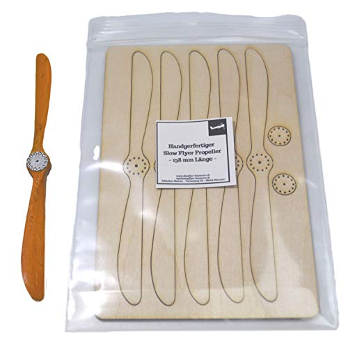 Model aeroplane wooden propeller, 138 mm long, for slow flyers to build yourself from wood - Image 2