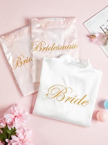 Geyoga 10 Pcs Kimono Robe for Bridesmaid and Bride Embroidered Women's Wedding Party Bride Robe Bridal Party3