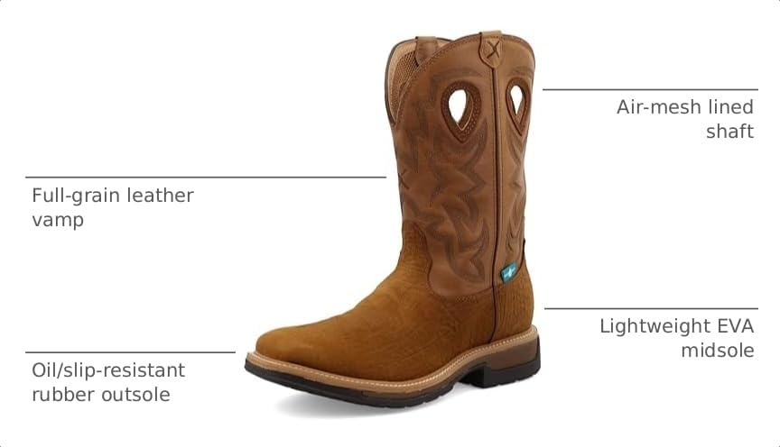Image of Twisted X Men's 6 inch Work Oblique Toe Boot with CellSole comfort footbed