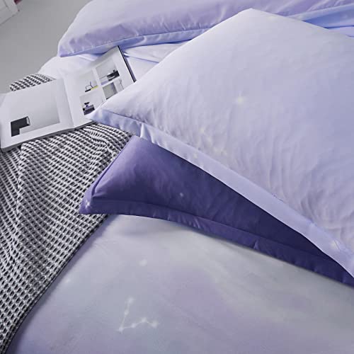 DJY Purple Bedding Set Lavender Gradient Duvet Cover Rainbow Quilt Cover Pillowcase with Zipper Closure for Kids Girls Teens Adults (Single Size 135x200cm) - Image 4