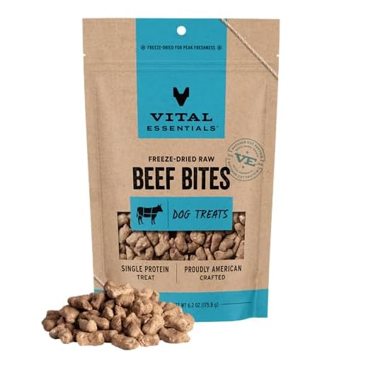 Vital Essentials Freeze Dried Dog Treats | Beef Bites, Single Protein | Premium Quality | Grain Free Training Treats for Dogs, 6.2 oz Bag