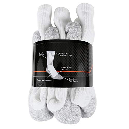 POWER-CUSHIONED Performance Crew Large 6 Pair Pack (White), LARGE (Men's shoe size 9-12)2