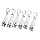 Manicure Beauty Tool Metal Finger Nail Clipper Cutter Silver Tone 6Pcs