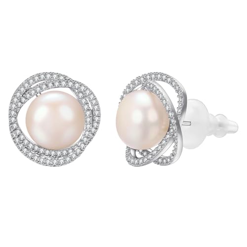 Boucles d'oreilles argent 925 perles zircone femme mariage Aleasha