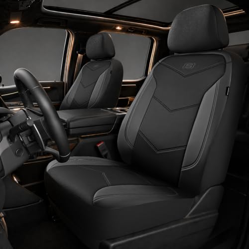 Skechers Memory Foam Seat Covers Leather Car Seat Covers Ultimate Comfort & Support Front Seat Covers Airbag Compatible Automotive Universal Fit Most for SUVs Vans Sedans Cars Trucks Black