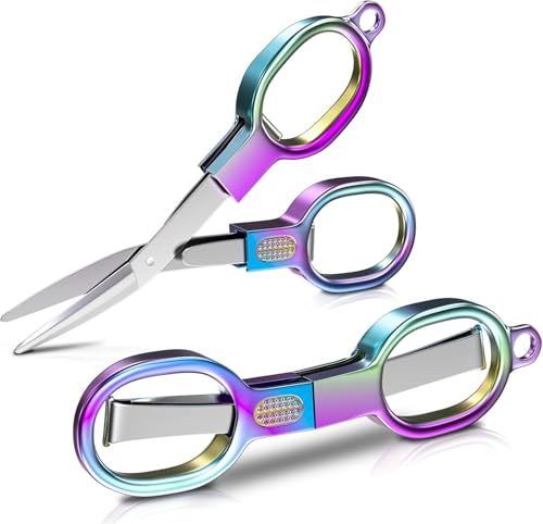 Image of Folding Stainless Steel Travel Scissors - Mini Portable Safety Foldable Pocket Scissors for Travel, Home, Office, Sewing, Crafts, Nurses, Badge Holder Accessories, Outdoor Use