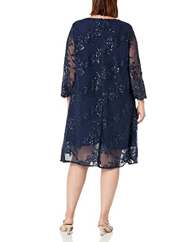 Image of Alex Evenings Womens Midi Scoop Neck Shift Dress with Jacket (Petite and Regular)