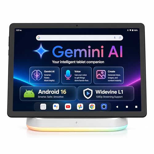 Jeazans 2026 Upgraded Android 16 Tablet with 64GB+1TB Expand, 10.1 inch Tablet with 8-Core, Dock Station, Gemini Ai, WiFi 6, Bluetooth 5.4, 3-Year Protection, Tablet for Students, Kids& Adults