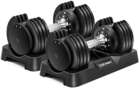 Adjustable Dumbbell Set, 25LB/55LB Dumbbells Weight Set with Anti-Slip Metal Handle, Fast Adjust Weights by Turning Handle Suitable for Full Body Workout Fitness