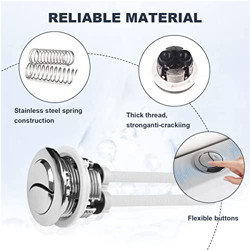 Toilet Flush Button Replacement,2 Pcs Toilet Flush Buttons 38mm Universal Round Dual Push Toilet Flush Button Toilettendruckknopfstangen Toilet Water Tank Push Botton for Toilet Water Tank Repair - Image 4