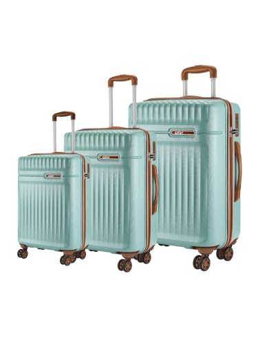 Image of Safari Runner Set of Small, Medium and Large 8 Wheels 55, 66 and 77cm Hard Case Polycarbonate 360 Degree Wheeling System, Trolley Bags for Travel, Suitcase for Travel, Sage Green