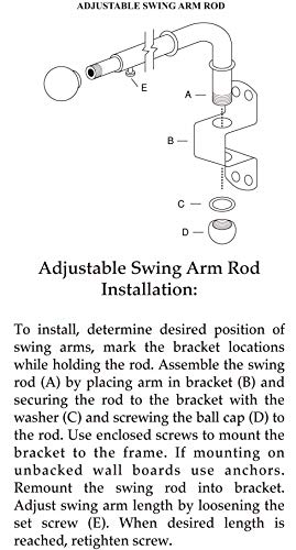 Urbanest 1/2” Adjustable Wall Mounted Swing Arm Rods, 14"-24", Antique Gold #TOP5