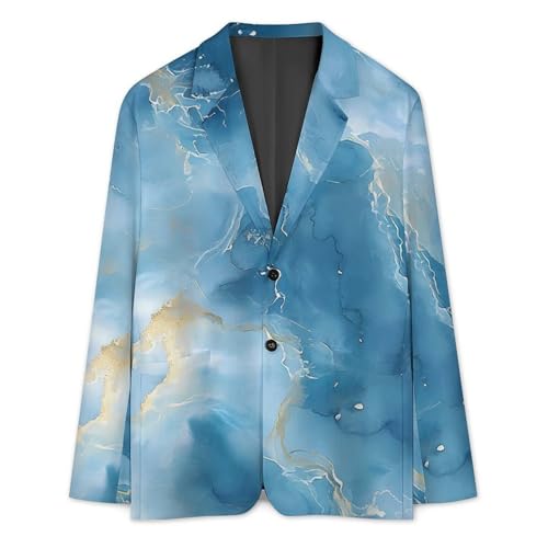 Blue Gold Marble Classic Suits Blazer for Men Business Tuxedo Jacket Sport Coat Two Buttons3