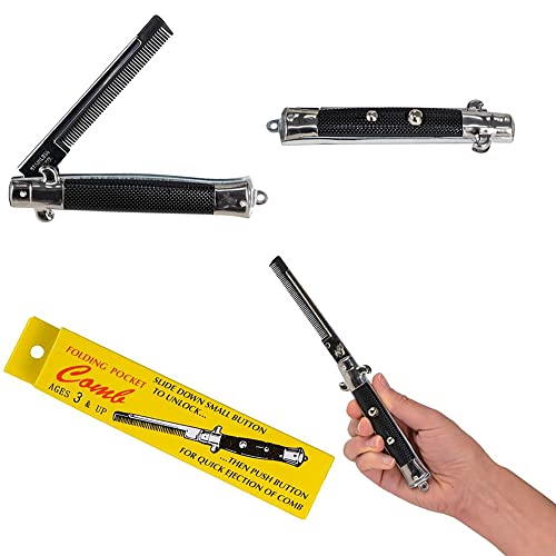 Peine plegable de bolsillo inoxidable para barba de 9 pulg miniatura 1