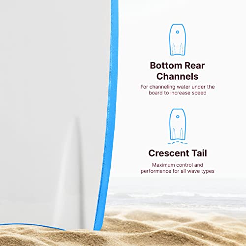 Bps 41 Inch Bodyboard With Boogieboard Coiled Leash - Unisex Boogieboard (Blue / White) #TOP4