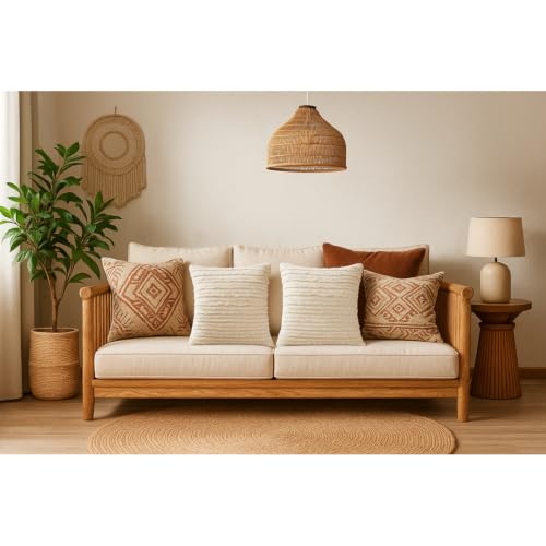 Image of mosey Cotton Cushion Cover 24 inch x 24 inch 2 Piece | Boho Pillow Covers 24x24 for Sofa Bed