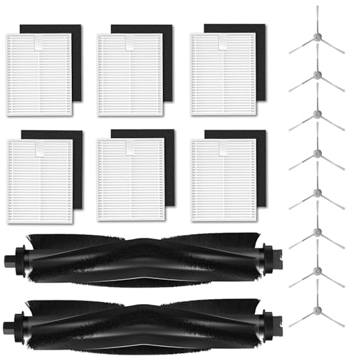Replacement Parts for eufy L50, L60 Robot Vacuum Series Robot Vacuums Accessories Kit (2 Pack Roller Brush, 6 Pack Filters and Sponges, 8 Pack Side Brushes)