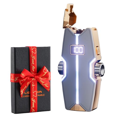 Dachance Diamond-Shaped Electronic Lighter with Breathing LED Lights, Type-C Rechargeable, Battery Indicator & Ignite Counter - Custom Gift Box for Men Laser Personalization Available (Grey)