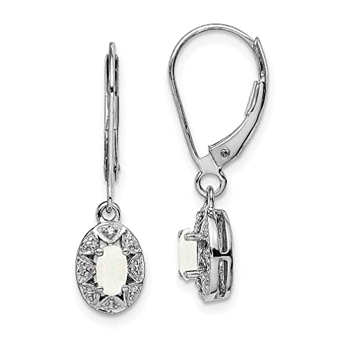 925 Sterling Silver Diamond Created Opal Earrings Drop Dangle Birthstone October Fine Jewelry For Women Gifts For Her