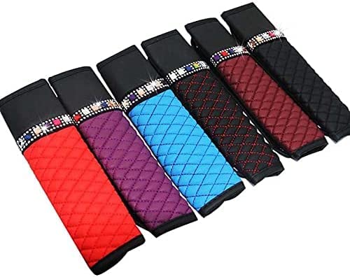 Almohadillas para cinturón de Seguridad de Coche, Protector de cinturón de Seguridad Suave y cómodo, Fundas para Correa de Hombro, Piel con Diamantes de imitación, Transpirable, para cinturón de seg