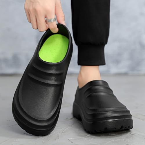 XJITIGER Damen Herren rutschfeste Küchenschuhe: wasserdichte ölbeständige Kochschuhe - Unisex Gartenclogs für Restaurant, Krankenhaus, Gastronomie, Pflege Schwarz 43 – Bild 3