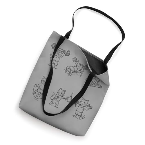 Funny Gym Cat Graphic Workout Weight Lifting Deadlift Tote Bag