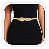COSYDAYS Gold Dress Belt Stretch Leaf Belts Fancy for Women