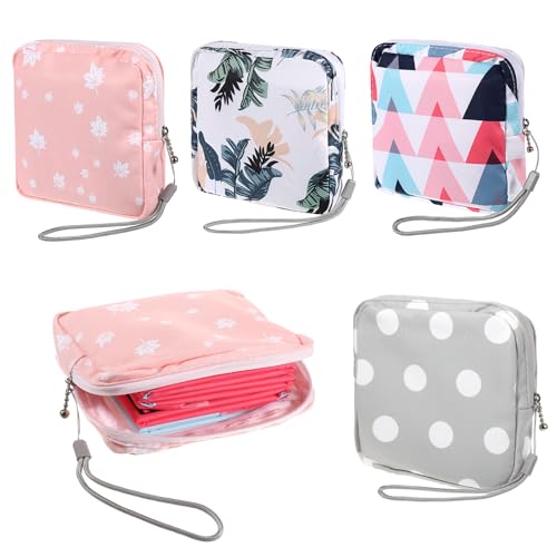 Image of Skrfren 4 Pack Portable Sanitary Napkin Storage Bags, Reusable Mini Pouch for Purse, Menstrual Period Bags, Feminine Care Period-Bags Kit