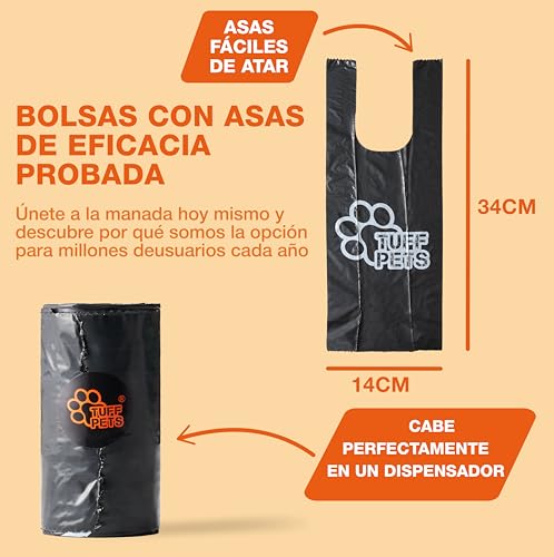 Miniatura 6 de Tuff Pets Bolsas Caca Perro Biodegradables Extragruesas En Rollos Bolsas Perro Con Asas Para Atar Bolsa Caca Perro Un 50 Más Gruesa Almidón De Maíz 16 Rollos 160 Bolsas