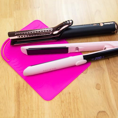 Image of ANGENIL Heat-Resistant Silicone Mat for Hair Irons, 9 x 6.5 inch, Protecting Your Counter Safely