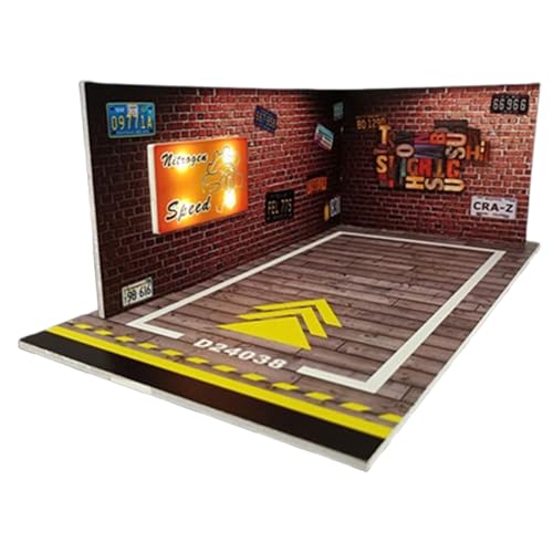 Maquette de parking - Présentoir de voiture moulée sous pression à l'échelle 1:24, garage à jouets à plusieurs niveaux avec éclairage LED | Station de stationnement interactive, accessoire de collecti