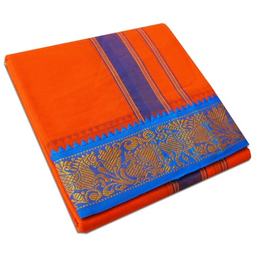 Image of vimayam pure cotton 3 inch border colour dhoti 9X5(Assorted Border design and colours)