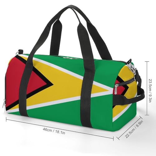 Guyana Flag Travel Duffel for Boys Girls with Shoe Compartment Overnight2