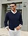 COOFANDY Men's Fitted Sweater V Neck Ribbed Fashion Long Sleeve Winter Pullover Blue