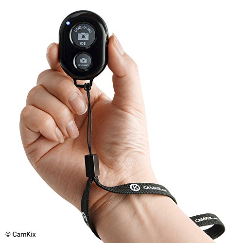 Camkix Camera Shutter Remote Control With Bluetooth® Wireless Technology, Black - Wrist Strap + Lanyard (Detachable Ring Mount) - Capture Pictures/Video Wirelessly Up To 30 Ft (10 M) On Iphone/Android #TOP2