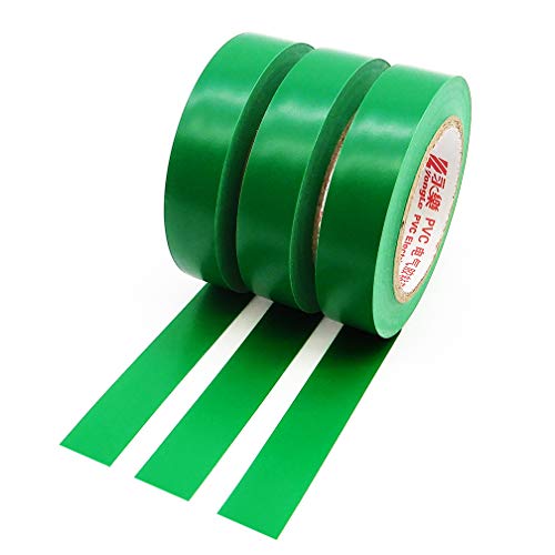 Image of Maveek 10 Rolls PVC Electrical Tapes, Self Adhesive Waterproof Insulation Green Tapes, Rated up to 600 Volts and 176 F, 15mmx15m(0.6 inch x 49.2ft)