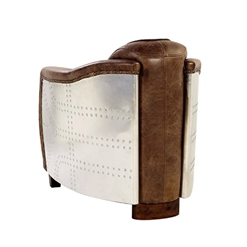 Acme Furniture Brancaster Chair - - Retro Brown Top Grain Leather & Aluminum #TOP4