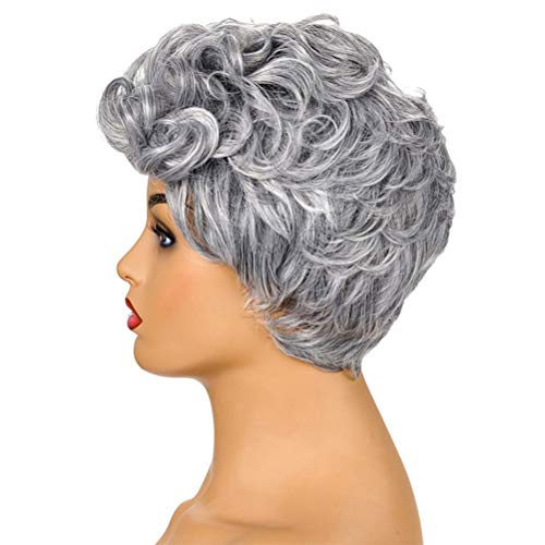 Lurrose Peruca feminina curta encaracolada peruca diária da moda peruca peruca barra desempenho carn