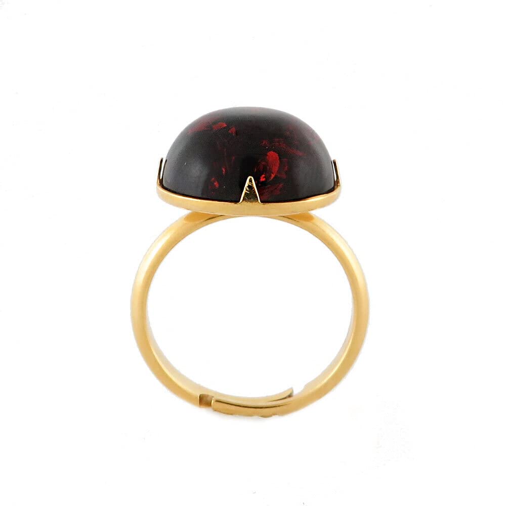 Amber Alexcherry Amber Round Adjustable Ring 14k Gold Plated