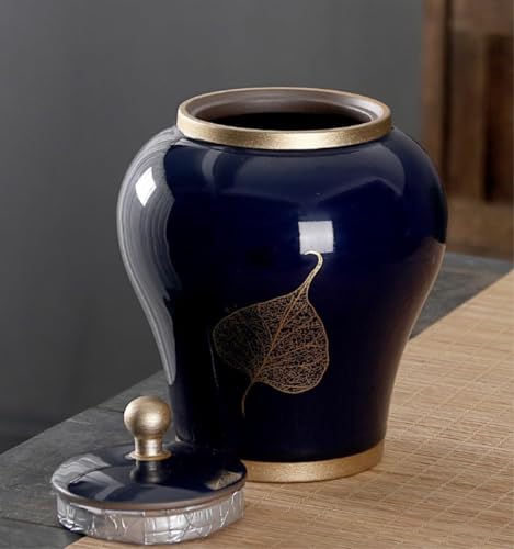 Słoik imbirowy, dekoracyjny, starożytna chińska porcelana, ceramiczny słoik na świątynię z zamkniętymi pokrywkami, do domu, kuchni, jadalni, słoik do przechowywania (rozmiar: 12 x 14 cm, kolor: A)