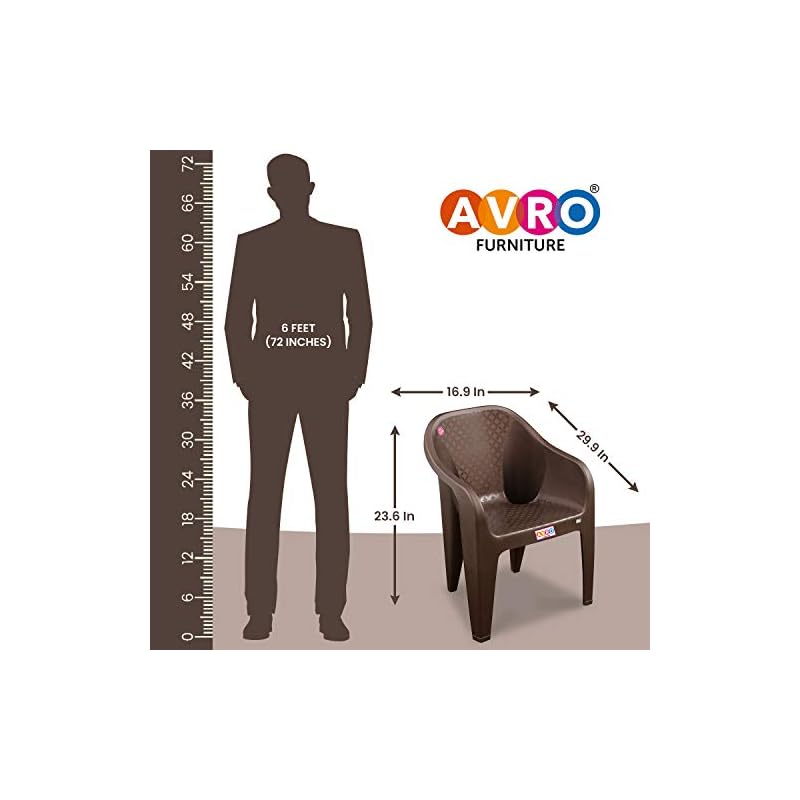 AVRO FURNITURE Set Of 2 Plastic Chairs | Matt And Gloss Pattern | Plastic Chairs For Home, Living Room| Bearing Capacity Up To 200Kg | Strong And Sturdy Structure | 1 Year Guarantee, Brown - Image 3