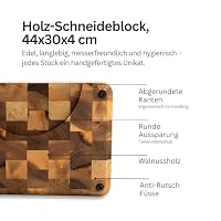 Marcel Paa Holz-Schneideblock aus Walnussholz 44×30×4 cm – Stirnholz Schneidebrett mit Saftrille – messerfreundlich & antibakteriell – Profi-Schneidblock mit Tellerunterschub – Ansicht 2