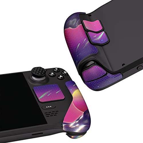 Image of PlayVital Professional Textured Soft Rubber Pads Handle Grips for Steam Deck LCD & OLED, Trackpads Skin Grip Enhancement Back Button Protective Stickers Set with Thumb Grip Caps - The Cyber Moon